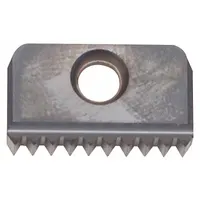 Indexable carbide insert for cutting NPT (National Pipe Taper) threads. Used in industrial machining for creating tapered threaded connections in metal components. Typical applications include pipe fittings, hydraulic systems, and valve manufacturing