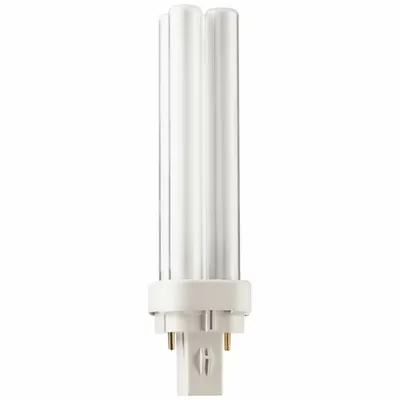 PHILIPS Compact Fluorescent Bulb: 2-Pin (GX23-2), PL-C, Fluorescent, 3500K - CFL Double Twin-Tube Plug-In Lamps