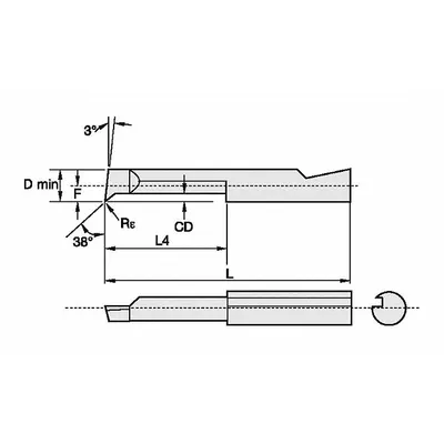 WIDIA Boring Bar: Boring, Bright (Uncoated), 0.0420 in Center to Cutting Tip - Machining