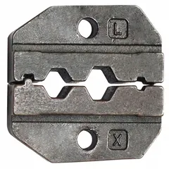 Replacement crimping die designed for terminating BNC connectors onto RG59 and RG62 coaxial cables. Used in voice and data installations requiring consistent connector crimping. Compatible with WESTWARD tools 13H874, 13H879, and 13H886.
