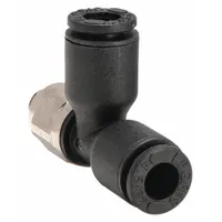 This LEGRIS tube fitting is a tee configuration with Tube x Tube x MUNF ends, made of nylon and nickel-plated brass. It accommodates 5/32 in OD tubing on two sides and a 1/4 in pipe thread with #10-32 thread size. Supplied in a 10-pack, it is used to branch pneumatic or low-pressure fluid lines in industrial systems