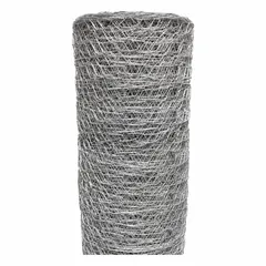 Steel hexagon mesh for enclosing poultry, garden protection, and light fencing. Mesh size 2 in, height 72 in, length 150 ft. Suitable for small animal containment and crop barriers in agricultural and residential settings.