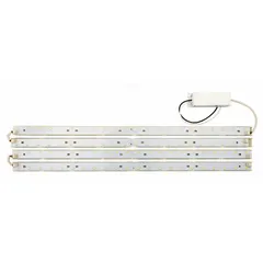 LED retrofit kit for wall sconces, replacing 2-lamp T8 32W fluorescent fixtures. Delivers 3,500 lumens at 4000K with 80 CRI, operating on 120 to 277V AC.