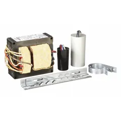 Metal halide ballast kit for pulse-start lamps up to 320W. Supports ANSI codes M132 and M154. Accepts multi-voltage input of 120/208/240/277V AC. Used in industrial and commercial lighting fixtures requiring a pulse-start ballast.