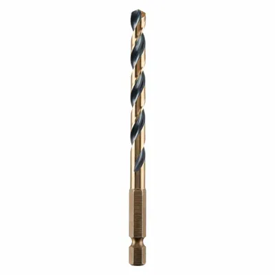 DEWALT Hex Shank Drill Bit: 1/4", 135° Split Point, Black & Gold HSS - Dewalt Impact Ready Drill Bits