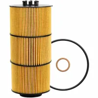 Cartridge oil filter with cellulose media, 9 13/16 in overall height and length. Includes a drain plug washer. Interchanges with FleetGuard LF17810. For use in Freightliner vehicles