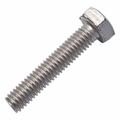 Titanium heavy hex bolt, Grade 2, plain finish, M6x1 metric thread, 30 mm length. Meets DIN 933 dimensional and material standards. Suitable for corrosive or weight-sensitive fastening applications in industrial settings.
