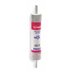 Class RK5 time-delay blade fuse rated 110 A at 250 V AC and 250 V DC. The indicating feature provides visual confirmation when the fuse has opened. Suitable for overcurrent protection in motor circuits, transformers, and lighting panels.