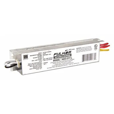FULHAM Fluorescent Ballast: 277V AC, 1/2 Lamps Supported, 6 1/2 in Overall Lg - Instant Start Electronic Fluorescent Ballasts