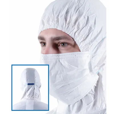 BIOCLEAN Cleanroom Mask: Dual, Non-Adj, Polyethylene/Polypropylene, White, M Mask Size - ISO 4, Class 10 Masks