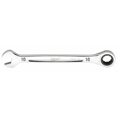 MILWAUKEE Ratcheting Combination Wrench: Chrome Vanadium Steel, Chrome, 16 mm Head Size - Metric 12-Point Ratcheting Combination Wrenches
