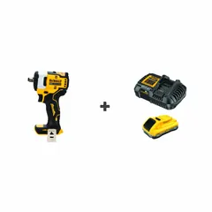 This DEWALT cordless impact wrench features a 1/2-inch drive and delivers 250 ft-lb of fastening torque with 400 ft-lb of breakaway torque. Its brushless motor provides efficiency for industrial fastening tasks such as automotive repair, heavy equipment maintenance, and construction assembly.