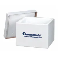 This insulated shipping kit includes a corrugated cardboard outer box and a 1.5-inch-thick urethane foam insert. The gray boxes provide thermal protection for temperature-sensitive items during transit. Suitable for shipping perishable goods, pharmaceuticals, or biologics