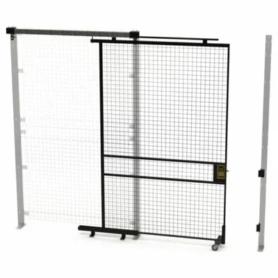 HUSKY RACK Tunnel Slide Door, 8 ft H x 5 ft W x 1 3/4 in D, Black, Powder-Coated - Husky Rack & Wire Quick-Assemble Woven-Wire Partition Components
