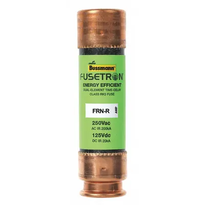 BUSSMANN Fuse: Class RK5, FRN-R Series, Time-Delay, 12 A, 250 V AC, 125 V DC - Time-Delay Cylindrical Fuses