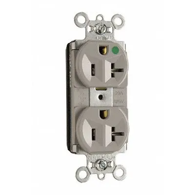 PASS PT8300HGRY 20A 125V Hospital-Grade Compact Duplex Receptacle - General Purpose Receptacles