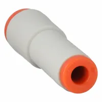 Brass push-to-connect tube fitting with two push-to-connect ends. Connects 1/8 in OD and 5/32 in OD tubing. Used in pneumatic systems for secure, tool-free connections in air lines and automation equipment