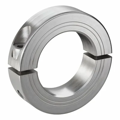 RULAND MANUFACTURING Shaft Collar: 2-Piece, Metric, Round, Clamp-On, 48 mm Bore Dia - Stainless Steel Shaft Collars