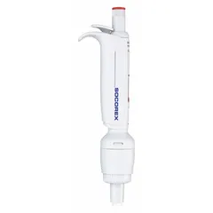 Manual adjustable volume pipettor with a maximum capacity of 10 mL and 0.01 mL volume increments. Autoclavable for sterilization. Suitable for precise liquid handling in laboratory applications such as dispensing and transferring measured volumes.