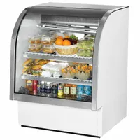 TRUE REFRIGERATION Deli Case: 47 3/4 in x 36 1/4 in x 35 1/4 in, White, Curved Glass, 2 Shelves (MPN TCGG-36-HC-LD)