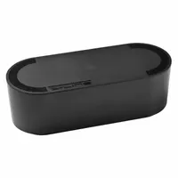Cable organizer box for concealing power strips and surge protectors up to 13.4 inches long. Measures 5.25 inches in height and 16.5 inches in length. Helps reduce cable clutter and trip hazards in workspaces