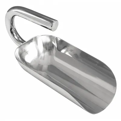 SANI-LAV Hand Scoop: 32 oz Capacity, Silver, 14 in Overall Lg, 4 7/8 in Overall Wd - Stainless Steel Hygienic Hand Scoops