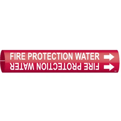 BRADY Pipe Marker: Fire Protection Water, Red, White, Fits 4 to 6 in Pipe O.D. - Fire Protection Water Snap-On Pipe Markers