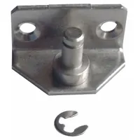 This zinc-plated steel bracket is used for mounting gas springs in industrial equipment such as machinery guards, hatches, and access panels. The corrosion-resistant construction supports secure attachment in demanding environments