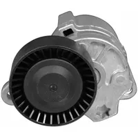 Self-adjusting belt tensioner with one pulley, 2 3/4 in outside diameter. Maintains proper tension on serpentine or accessory drive belts, automatically compensating for belt stretch and wear