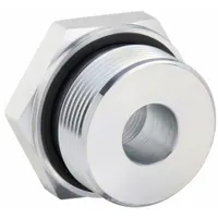 Steel reducer fitting for hydraulic extreme-pressure pipe systems. Connects 1-1/4 in to 3/8 in lines with threaded connections. Rated for maximum operating pressure of 4,500 psi. Used in high-pressure fluid power applications such as industrial machinery and mobile equipment