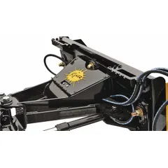 Frame/attachment plate and hydraulics system for mounting a snowplow blade to UTV and skid-steer vehicles. Includes hydraulic connection for blade lifting and angling. Compatible with manufacturer model number 87511.