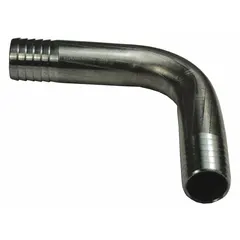 This 303 stainless steel rigid barbed hose fitting connects 3/8 in hose I.D. with a Hose Barb x Hose Barb, Male x Male configuration. The No Knurl nipple grip type provides a secure connection for air, water, and chemical transfer in industrial fluid systems.