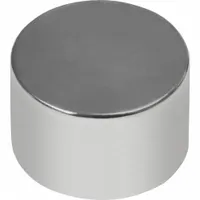 Silver disc magnet made from neodymium rare earth material, grade 35. Measures 1/4 in outside diameter by 0.2 in thickness with a maximum pull force of 2.56 lbf. Suitable for light-duty holding, positioning, and retrieval tasks in industrial fixturing, sensor mounting, and part handling applications