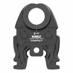 Jaw attachment for DEWALT compact press tools, used to crimp or press fittings onto pipes in plumbing, HVAC, and industrial piping systems. Ensures secure, leak-proof connections. Consult product manual for detailed specifications.