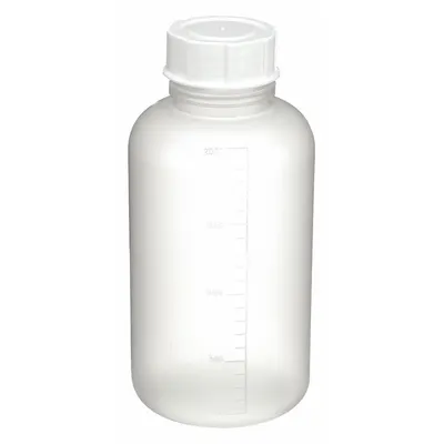 DYNALON Laboratory Bottle: Polypropylene, 2 L, 67.6 fl oz, Closure Included, Colorless - Polypropylene Wide Mouth Round Lab Bottles