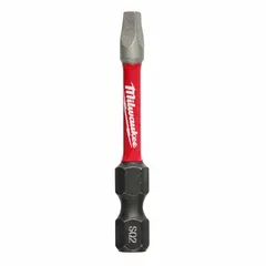 This impact bit features a #2 size, 2-inch overall length, and S2 steel construction. Designed with a hex shank for secure grip in impact drivers, it is suited for driving screws in construction and assembly tasks. The imperial sizing and standard tip style accommodate common fasteners.