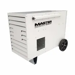 This direct-fired portable gas torpedo heater provides 190,000 BtuH heating capacity and covers up to 4,750 sq ft. It is ductable for directed airflow and measures 38-1/2 in x 30 in x 24-1/4 in overall. Suitable for temporary heating in large ventilated spaces such as construction sites, tents, and warehouses.