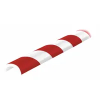 Round-shaped corner protector made of polyurethane foam in red color. Overall length 197 inches, thickness 0.4 inches. Adhesive mounting for easy installation. Used to protect edges and corners from impact in industrial facilities, warehouses, and loading docks
