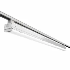 This 4-foot linear track head features a white housing and LED technology, delivering 3500K color temperature with 80 CRI. It operates at 15 to 35 watts and is compatible with Track J systems. Suitable for ambient lighting in commercial and industrial spaces such as offices, retail areas, and warehouses.