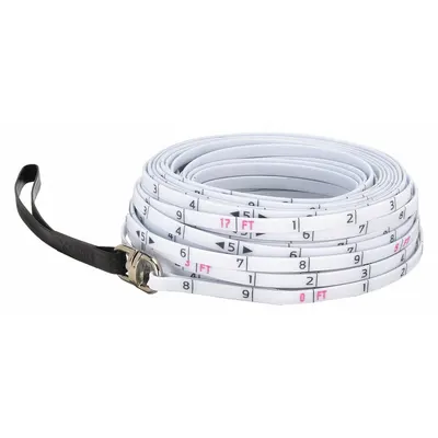 KESON Surveyors Rope: Manual, SR-18-200, SAE, 200 ft, 1/8 in, Loop Tip, 200 ft Blade Lg (SAE) - Long Measuring Ropes