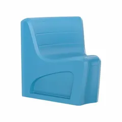 This armless lounge chair features a slate blue polyethylene seat and a floor mount for secure placement. Designed for single-seat use, it is suitable for waiting areas, break rooms, and collaborative spaces. The polyethylene material facilitates cleaning and maintenance.