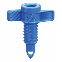 ABS plastic saddle tap for irrigation systems, with 1/2" BL Nitro connection. Maximum working pressure 80 psi. Dimensions: 1.25 in width, 2.5 in height. Used to connect lateral lines to mainline pipes without cutting