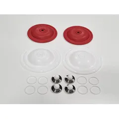 Fluid end repair kit for 0.5 in Finish Thompson pumps. Includes PTFE/Santoprene diaphragm. Used to rebuild the fluid end, restoring pump performance in chemical transfer and industrial processing applications.