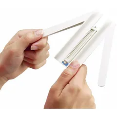 The PANDUIT PWT100 is a cable harness sleeving installation tool made of white ABS material with an overall length of 4.65 inches. It is designed for use with PW100F Series cable wrap to facilitate the installation of sleeving onto wire bundles in industrial wiring applications.