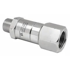 This MOSMATIC rotary union is a straight, single-passage rotating joint made of nickel-plated C38500 brass. It is designed for air service with a 3/8-inch stationary port and a maximum speed of 30 RPM. Commonly used to transfer compressed air from a stationary supply line into rotating machinery such as indexing tables or low-speed drums.