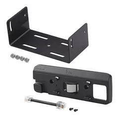 Plastic mounting bracket kit for vehicle-mounted Icom 2730A series radios. Combines radio and controller mounting in one assembly. Suitable for secure installation in mobile communication setups.