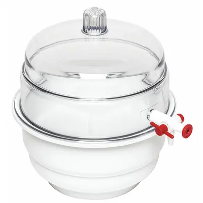 SP SCIENCEWARE Vacuum Desiccator: Vacuum, Round, 0.2 cu ft Capacity, Polycarbonate, 9 1/8 in Overall Dia - Vacuum Desiccators