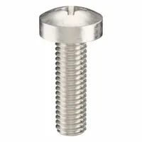 Pan head machine screw with M3x0.50 thread, 10 mm length, made from 18-8 stainless steel with a plain finish. Features a Phillips drive with #1 drive size. Supplied in a pack of 100. Suitable for general fastening applications in machinery, electronics, and assembly work