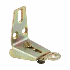 This hanging door pivot bracket from PRIME-LINE measures 3/4 in wide by 2 7/16 in high. It is used to mount and pivot closet doors, supporting the door weight and allowing smooth swinging motion in residential or light commercial applications.