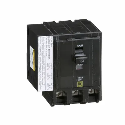 SQUARE D Miniature Circuit Breaker: 100 A, 120/240V AC, Three Phase, 10kA at 120/240V AC - QO Series, Plug-In Square D Miniature Circuit Breakers